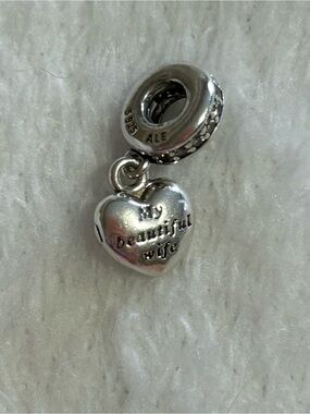 Pandora Silver 'My Beautiful Wife' Heart Dangle Charm